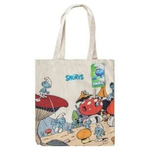 Smurfs Canvas Tote Bag with Mushroom Design